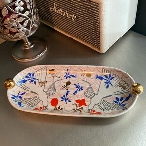 NEW ANTHROPOLOGIE TRAY DISH LAUREN McINTOSH DECALED STONEWARE TRINKET CATCHALL